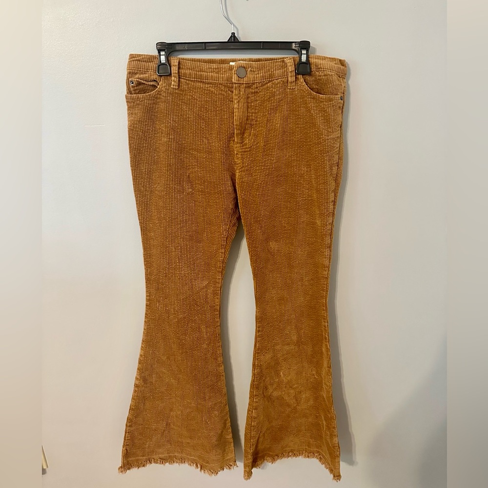 Burnt Orange Corduroy Flare Pants, Large
